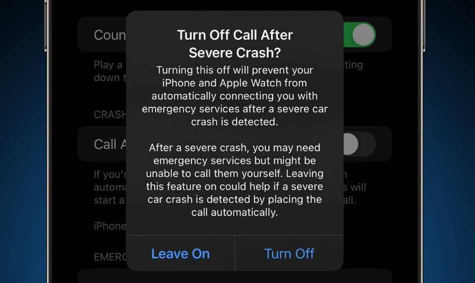 柳州苹果14维修分享 iPhone 14 和 Apple Watch 上关闭崩溃检测 