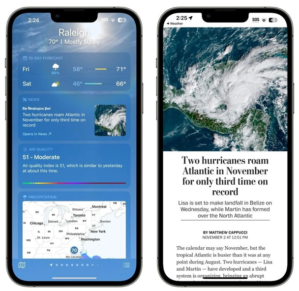 柳州苹果14维修分享iPhone 14手机如何看天气时顺带看新闻 