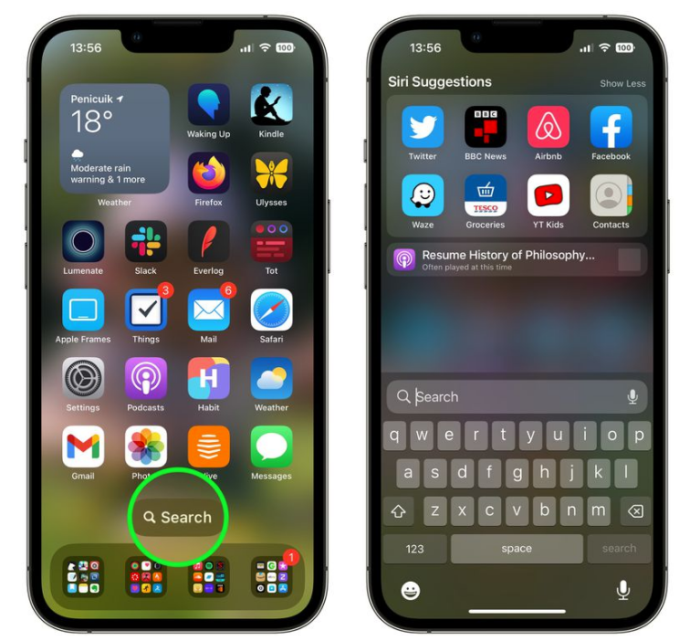柳州苹果手机维修分享升级到 iOS 16 后，如何删除主屏幕上的搜索按钮 