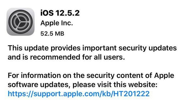 柳州苹果手机维修分享iOS12.5.2发布，建议所有老苹果用户安装 
